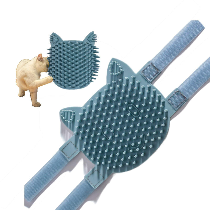 ABCOOL Cat Pet Self Grooming Comb Brush - Multi Functional Catnip Flavor Corner Massage Tool for Kitten Puppy Relaxing, Extra Soft Silicone Pins Handy Hair Shedding Trimming Small Blue - PawsPlanet Australia