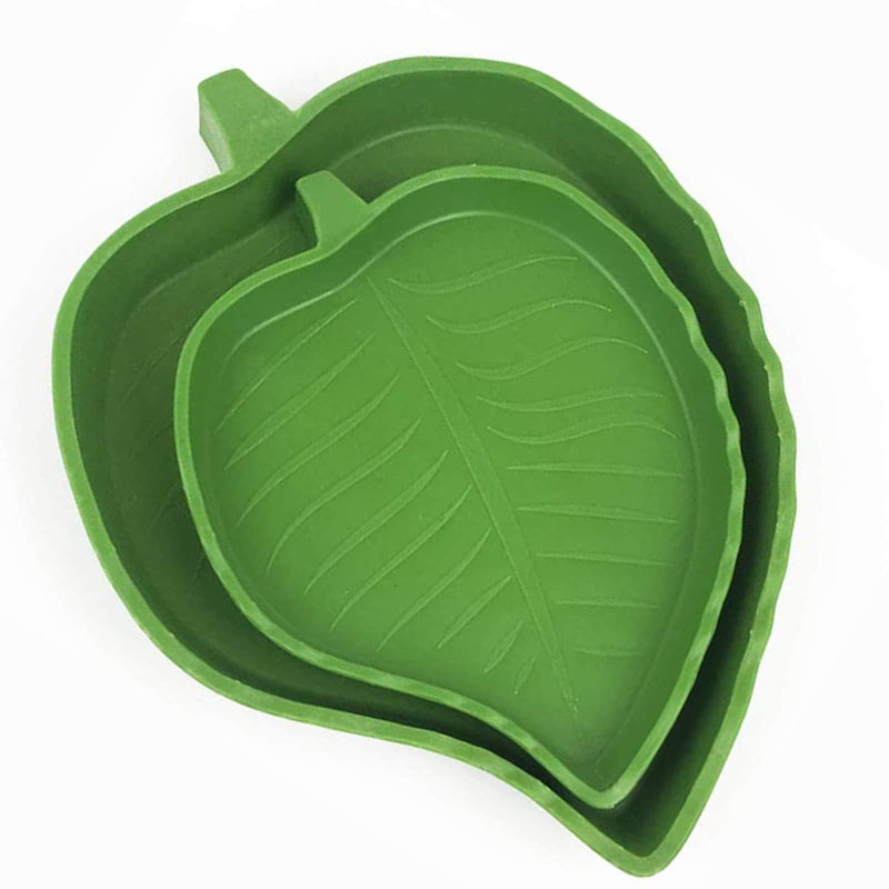 N//A Reptile Bowl Food Water Dish Plate,for Corn Snakes Tortoise Drinking and Eating,One Large One Small 2 Pack Leaves Shaped - PawsPlanet Australia
