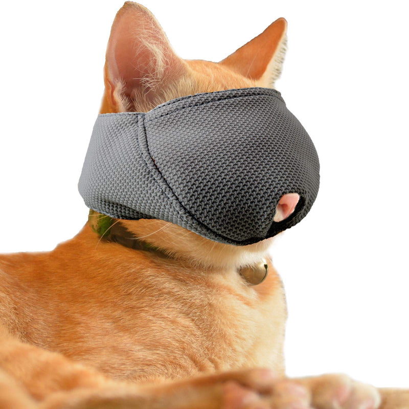 wintchuk Cat Muzzle with Breathable Mesh, Cat Mouth Guard Muzzle for Prevent Biting Chewing Grooming XS Black - PawsPlanet Australia