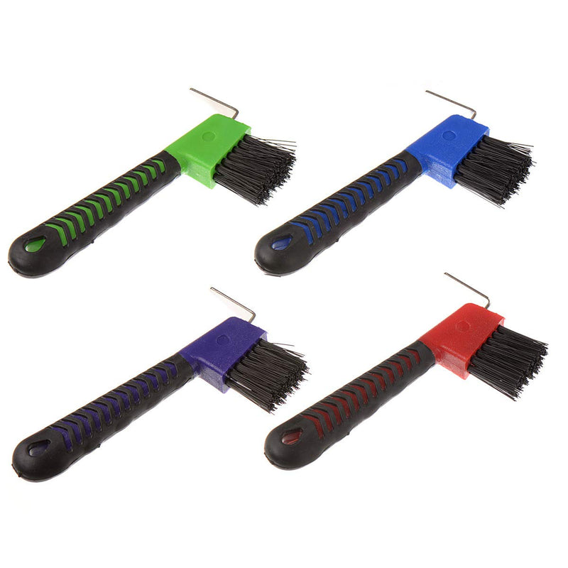 BOTH WINNERS 4Pcs Horse Hoof Pick Brushes, with Soft Touch Rubber Handle - PawsPlanet Australia