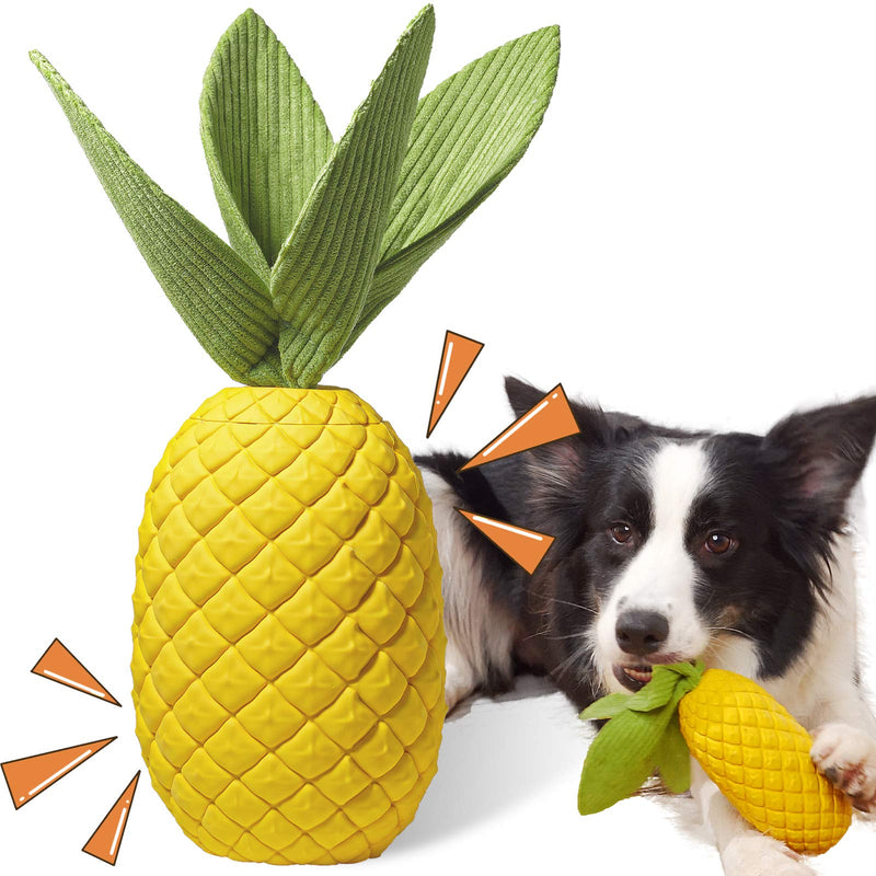 Sugelary Squeaky Dog Toys for Aggressive Chewer Large Medium Breed Dog, Indestructible Tough Durable Dog Chew Toys with Non-Toxic Natural Rubber Pineapple - PawsPlanet Australia