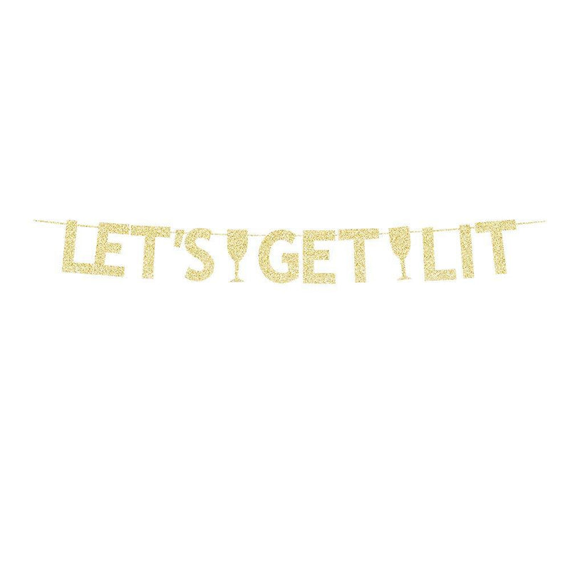 Let's Get Lit Banner, Christmas Eve, New Year Eve, Fiesta, Birthday, Bach, Wedding Party Decorations Gold Gliter Paper Photo Props - PawsPlanet Australia