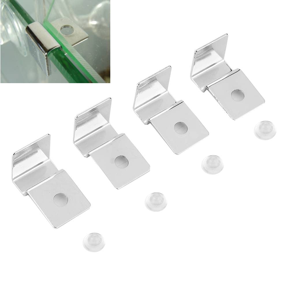 Pssopp 4Pcs Fish Tanks Glass Cover Clip Stainless Steel Aquarium Glass Cover Support Bracket Holders Universal Lid Clips for Rimless Aquarium 10mm - PawsPlanet Australia