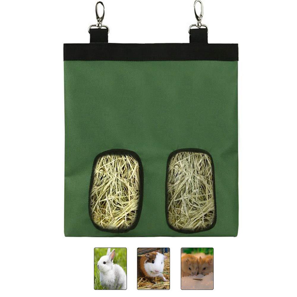 [Australia] - Rabbit Hay Feeder Bag, Guinea Pig Hay Feeder Storage, Waterproof Hanging Feeding Hay for Bunny Chinchilla Guinea Pig 600D Oxford Cloth Fabric (Green) 