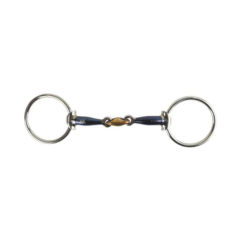 AK Loose Ring Double Jointed Lozenge with Tapper head Horse Riding Bit (5.50'', Blue-Silver) 5.50'' - PawsPlanet Australia