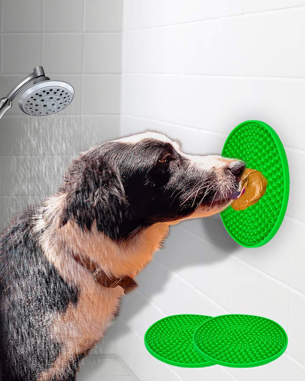 EAVPORT Dog Lick Pad, Peanut Butter Slow Feeder Lick Mat for Dogs with Suction Cups, Distraction Device for Pet Bathing, Grooming and Training 2 Pack Green and Green - PawsPlanet Australia