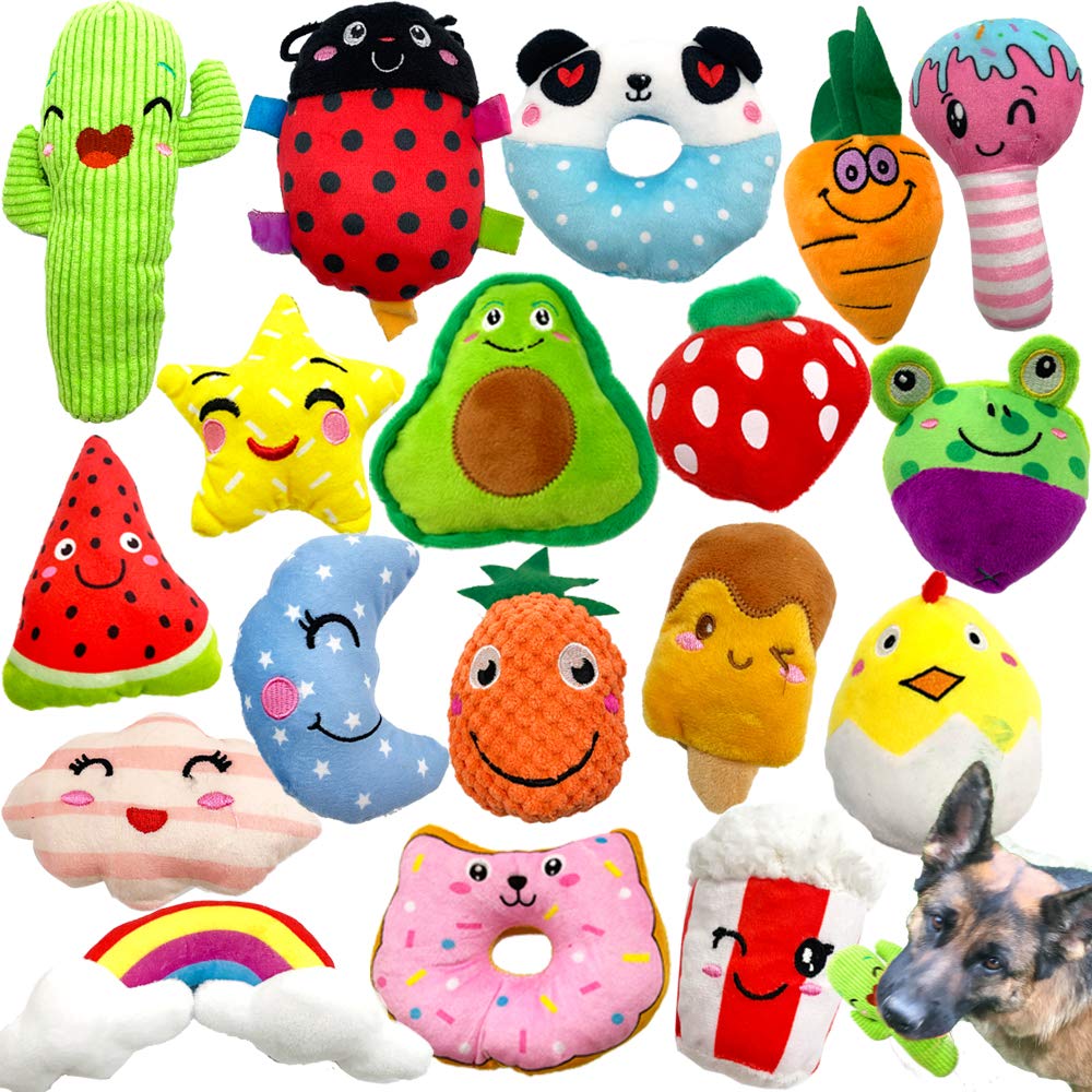 Jalousie 18 Pack Dog Squeaky Toys Cute Stuffed Pet Plush Toys Puppy Chew Toys for Small Medium Dog Puppy Pets - Bulk Dog Squeaky Toys - PawsPlanet Australia