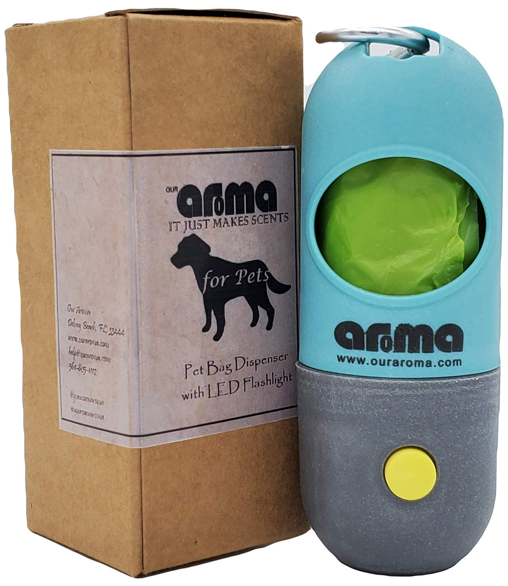 Aroma 3-in-1 Dog Bag Dispenser for Leash - Built-in 150Lm LED Flashlight - Keychain - Bag Dispenser (1) - PawsPlanet Australia