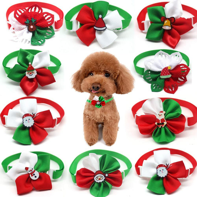 [Australia] - Masue Pets 10pcs/Pack Christmas Dog Bowtie Puppy Cat Dog Ties Bows Necktie Dog Grooming Accessories for Christmas 