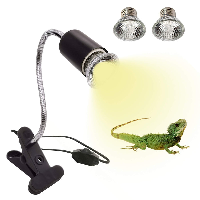 IOOTSEA Reptile Aquarium Heat Lamp Turtle Lights with Clip, 2 UVA UVB Bulbs (50W) Basking Lamp Adjustable Holder, Pet Heating Light Lamp for Reptile Turtle Lizard Snake (E27, 110V) - PawsPlanet Australia