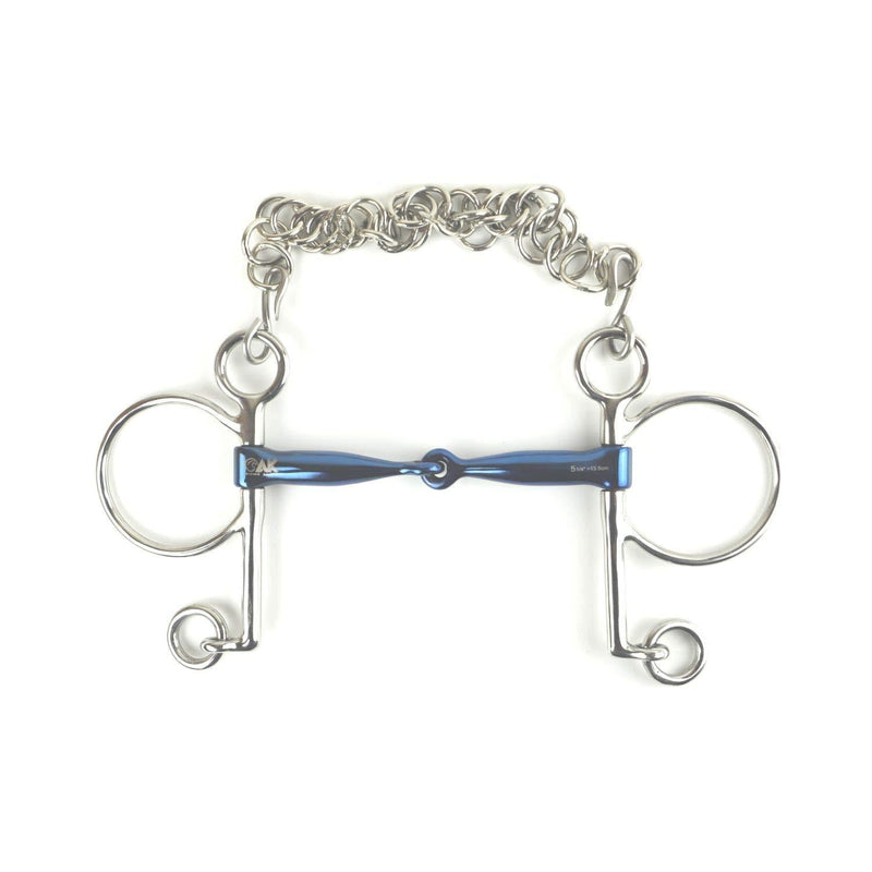 AK Pelham Bit with Single Joint with Curb Chain Horse Riding Bits AKRS-2608 (5.50'', Blue-Silver) 5.50'' - PawsPlanet Australia