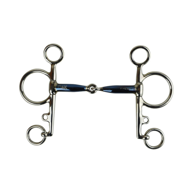AK Pelham with Single Joint with Sweet Iron Mouthpiece Horse Riding Bits AKRS-2611 (5.50'', Blue-Silver) 5.50'' - PawsPlanet Australia