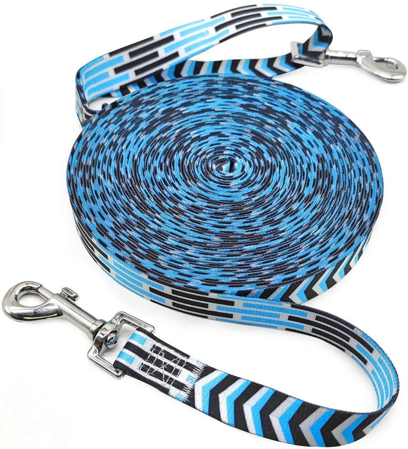 [Australia] - Mycicy Colorful Nylon Long Dog Leash Obedience Recall Training Agility Lead，12ft 20ft 30ft 50ft Training Leash for Small Medium Large Dogs, Pattern Printer 12 Feet*3/4in Blue 