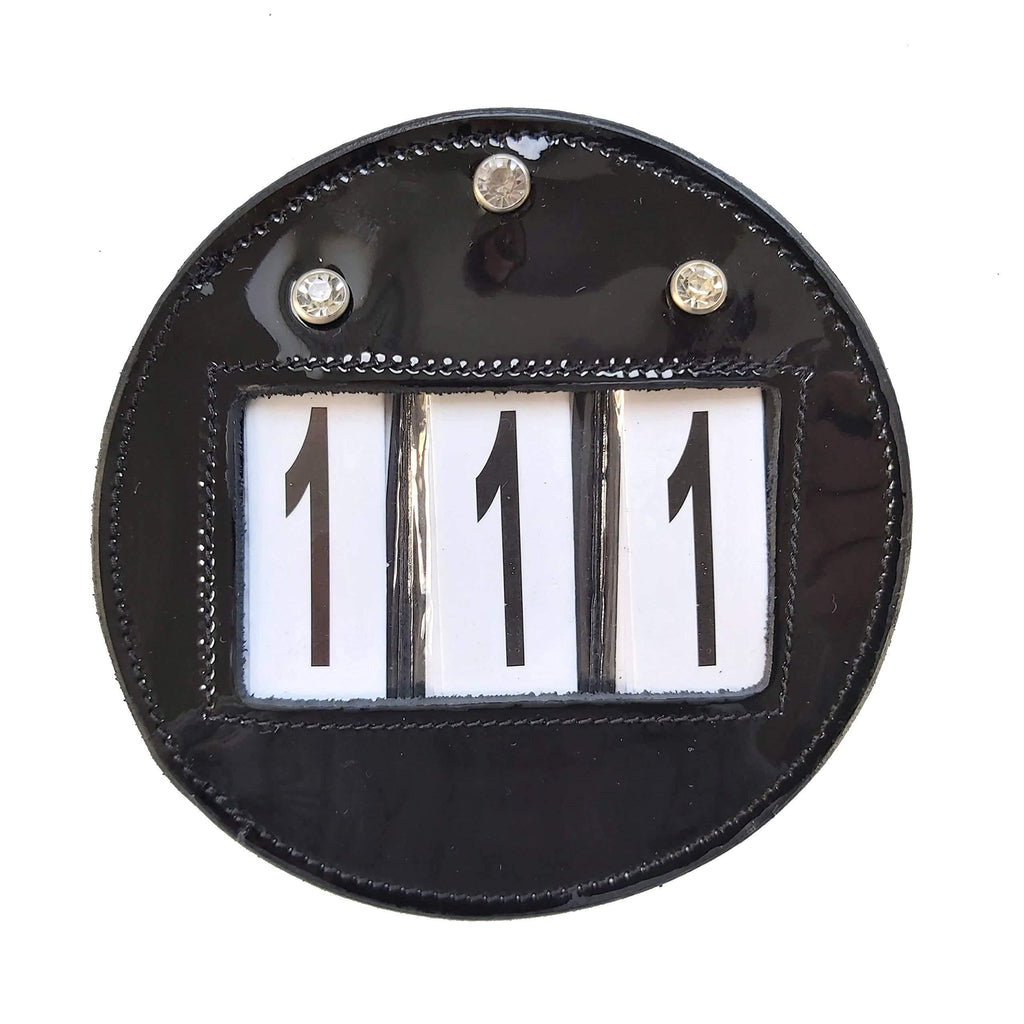 Spindee Round Patent Leather Bling Bridle Number Holders x2 British Dressage Equestrian - PawsPlanet Australia