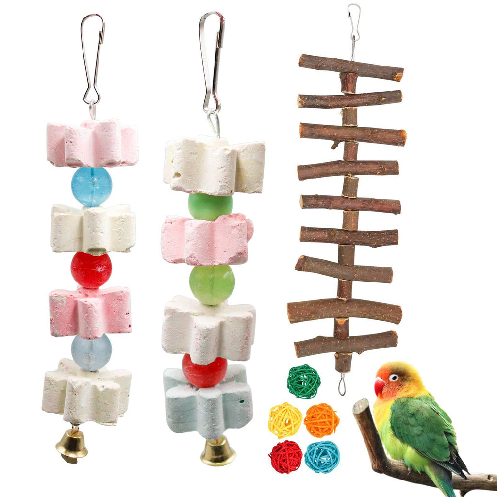 S-Mechanic Parrot Chewing Toy Beak Trimmer Calcium Stone with BellParrot for Cockatiel Conure African Grey Amazon Parrots Parakeet Cockatiel 2packs style-1 - PawsPlanet Australia