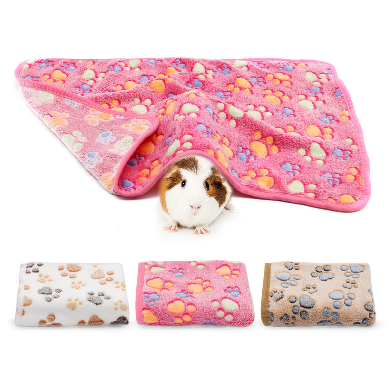 BWOGUE Guinea Pig Blanket, 3 Pack Small Animal Soft Warm Pet Fleece Blankets Sleep Mat Pad Cover Flannel Throw for Hamster Guinea Pig Rabbit Dog Cat Chinchilla Hedgehog 3pack Foot Print 23''*16'' (3Pack) - PawsPlanet Australia