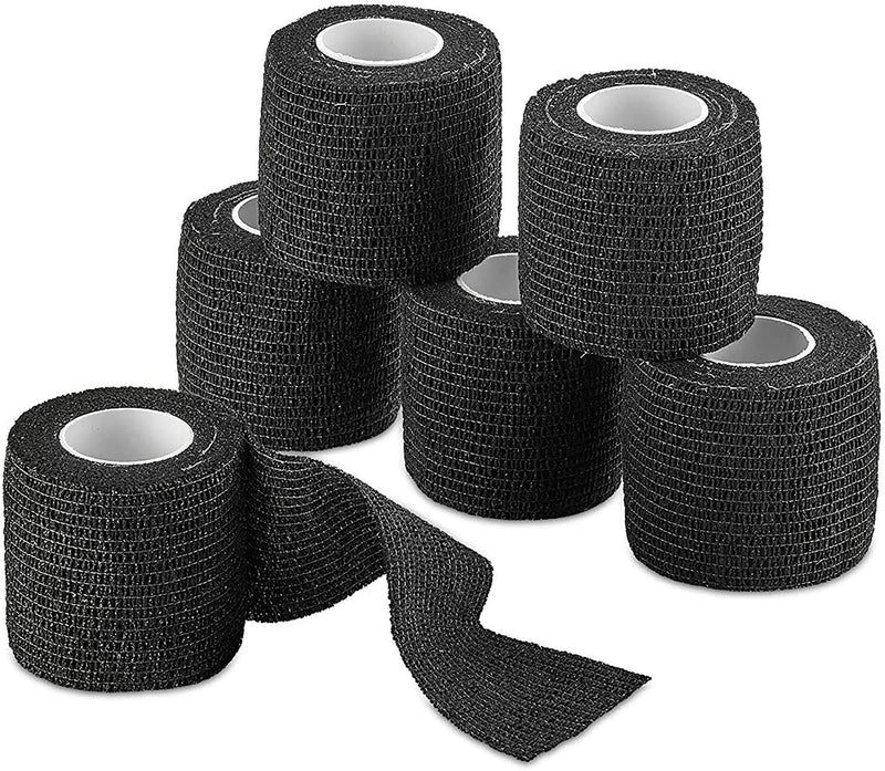 Vet Wrap - (Pack of 6-2 inch x 5 Yard Rolls) Self Adherent Wrap Cohesive Compression Bandage and Medical Gauze Bandage Roll Tape for Dogs, Cats, Horses, Black - PawsPlanet Australia