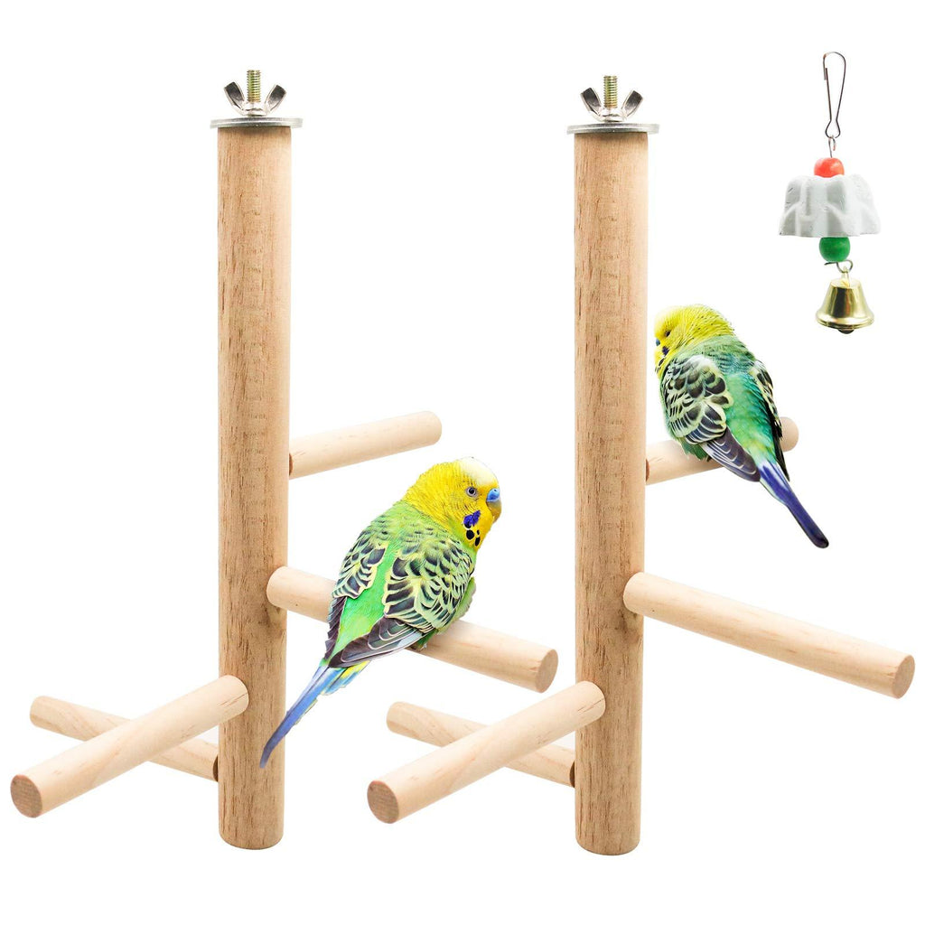 S-Mechanic 2pcs Bird Perch Nature Wood Top Wooden Branches Stand Toys in Bird cage for 3 or 4 Small Medium Parrots Budgies Parakeet Cockatiels Conure Lovebirds style-1 - PawsPlanet Australia