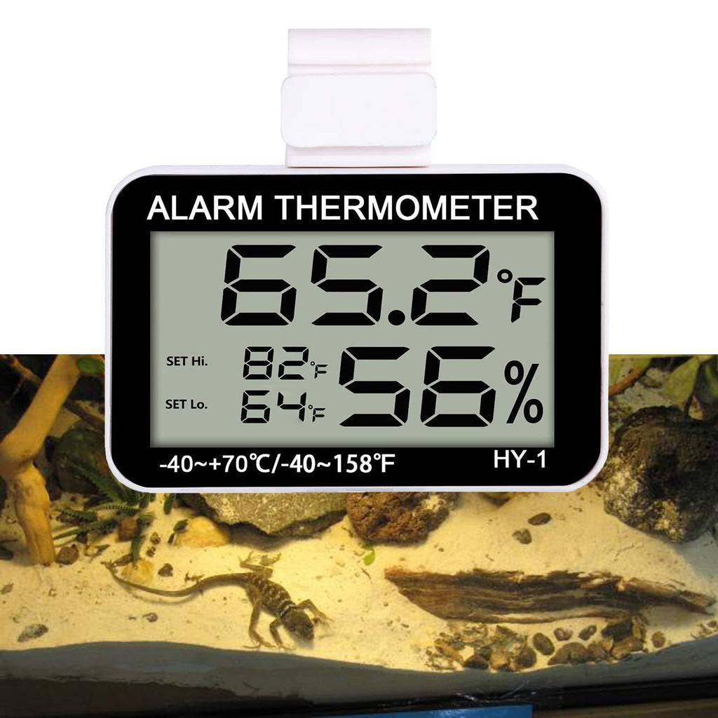 capetsma Mini Hygrometer Reptile Thermometer Digital LCD Monitor Reptile Thermostat Humidity Meter Gauge Reptile Supplies Humidifier for Terrarium Greenhouse Basement Babyroom - F/C - Sound Alarm - PawsPlanet Australia
