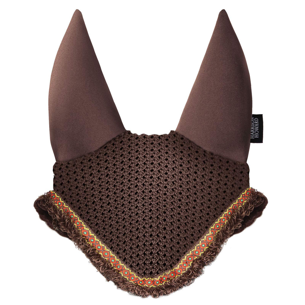 Harrison Howard Soundproof Fly Veil with Vista Fringe-Brown Brown Cob (Medium) - PawsPlanet Australia