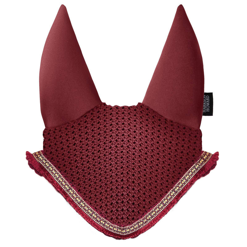 Harrison Howard Soundproof Fly Veil with Vista Fringe-Burgundy Burgundy Full (Large) - PawsPlanet Australia