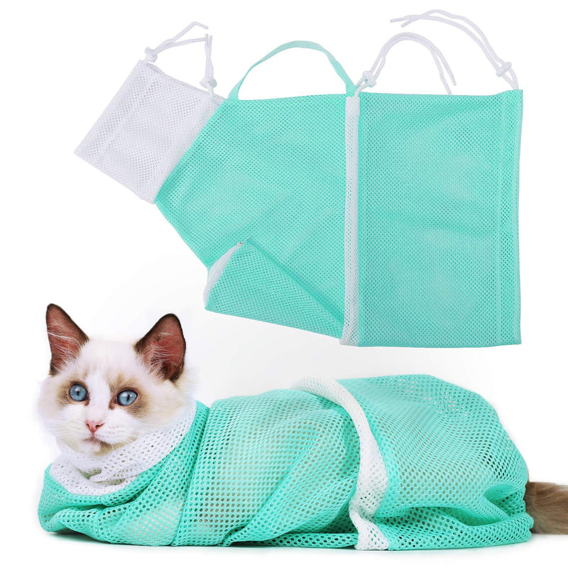 YLONG Cat Bathing Bag Anti-Bite and Anti-Scratch Cat Grooming Bag for Bathing, Nail Trimming, Medicine Taking,Injection,Adjustable Multifunctional Breathable Restraint Shower Bag Green - PawsPlanet Australia