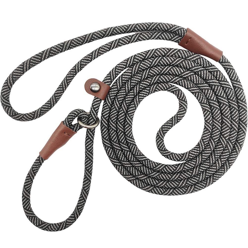 YUCFOREN 5FT/7FT Slip Lead Dog Leash, Durable Nylon Rope Training Leash for Small Medium Dogs 5’ x 1/4" Black - PawsPlanet Australia