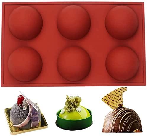 Candy Molds Silicone Round Cake Mold Party Cupcake Topper Decorating Tools Silicone Chocolate Candy Mold Gum Paste Fondant Soap Mould with 6 Holes for Xmas Party Supplies Decorations 1PCS Brown - PawsPlanet Australia