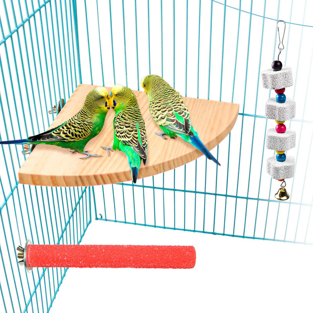 Bird Perch Platform Stand Wood for Small and Medium Animals Parrot Parakeet Conure Cockatiel Budgie Gerbil Rat Mouse Chinchilla Hamster Cage Accessories Exercise Toys Sector style-1 - PawsPlanet Australia