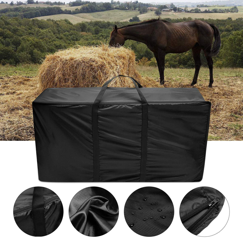 ESSORT Hay Bale Storage Bag, 420D Large Tote Hay Bale Carry Bag, Foldable Portable Horse and Livestock Hay Bale Bags with Zipper Waterproof, Fits for Christmas Tree Storage (45''x 14'' x 23'') Black - PawsPlanet Australia