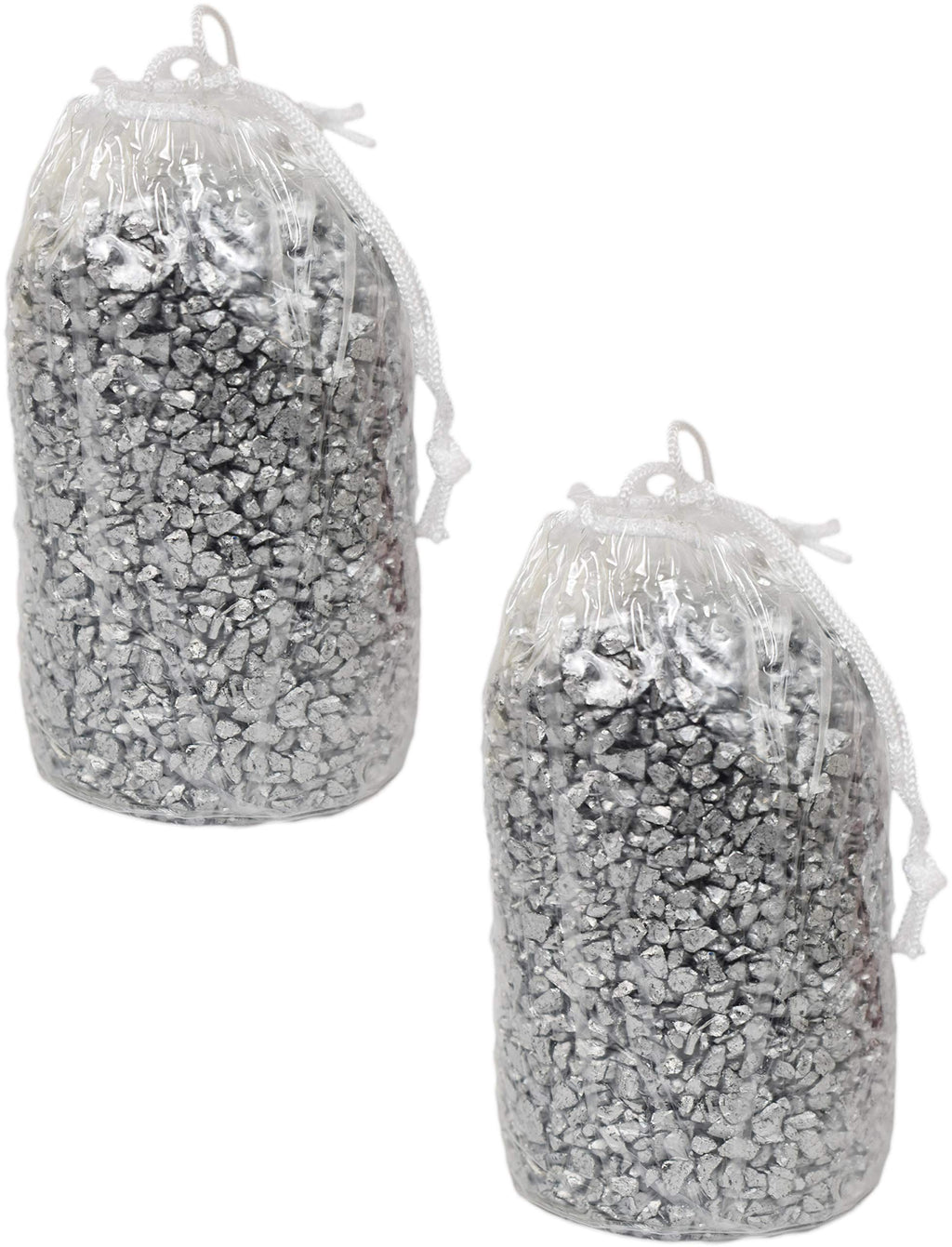 Set of 2 Bags of Silver Crushed Glass - Roughly 4lbs - Decorative Stones Perfect for Aquariums, Vase Fillers, Table Scatter, Scrapbooking and Much More! Beautiful Gems! (Panacea Silver Crushed Glass) - PawsPlanet Australia