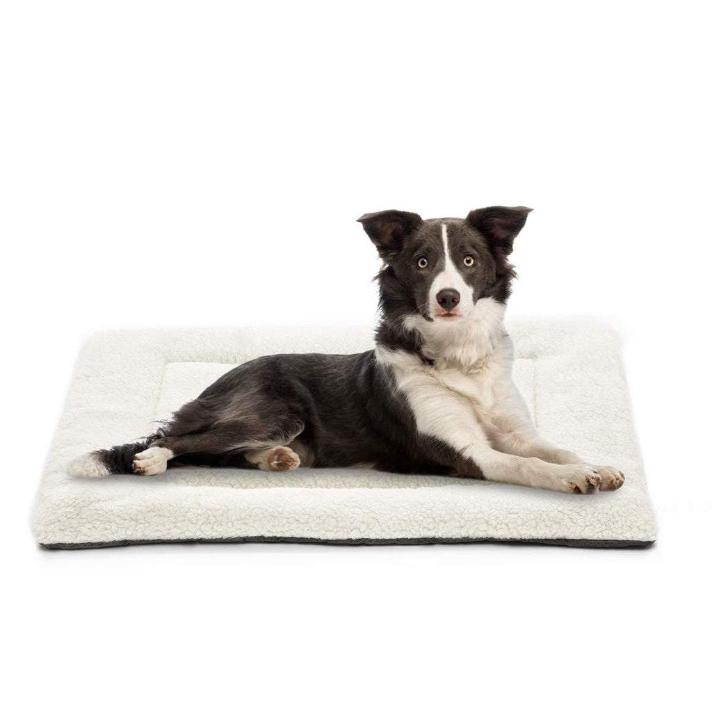 INVENHO Dog Bed Crate Pad Comfortable Soft Crate Bed Anti-Slip Washable Dog Crate Mat for Large Medium Dogs & Cats White (23'' x 18'') 23'' x 18'' - PawsPlanet Australia