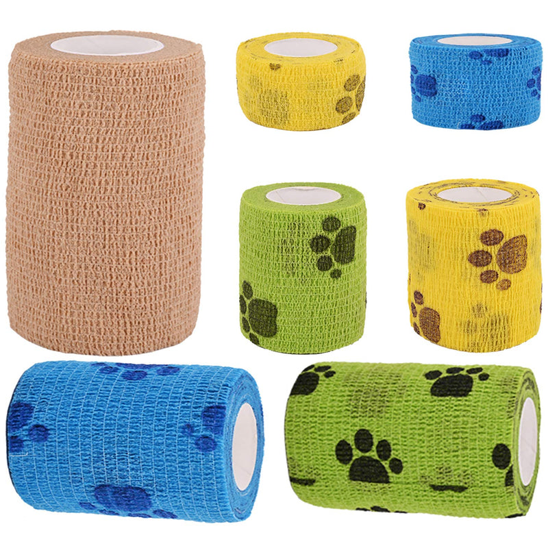 Berolle 7 Rolls Pet Vet Wrap Self Adhesive Pet Elastic Bandage Vet Wrap Tape for Wrist, Ankle Sprains & Swelling, 4 Size - PawsPlanet Australia