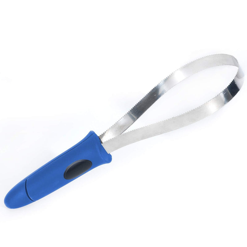 BOTH WINNERS Dual-Sided Shedding Blade with Stainless Steel Blade De-Shedding Tool for All Dog Coat Types- Soft Touch Grip Blue - PawsPlanet Australia