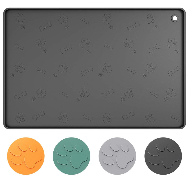 ME.FAN Dog Food Mat[24"x16"] Large Pet Food Mat - Nonslip Silicone Dog Bowl Mat - Washable Dog Feeding Mat for Food and Water, Waterproof Dog Food Mats for Floors 24" x 16"-Black - PawsPlanet Australia