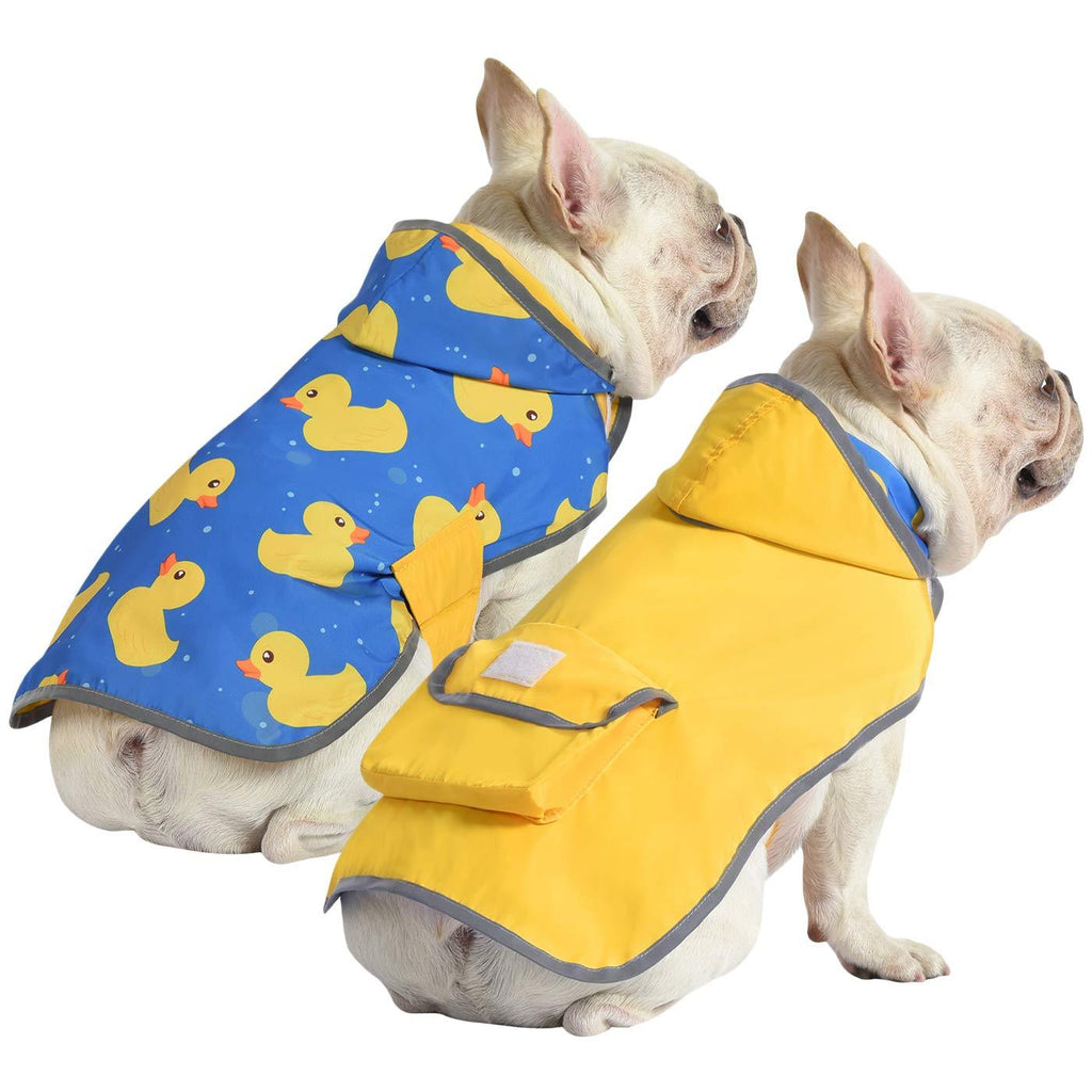 [Australia] - HDE Reversible Dog Raincoat Hooded Slicker Poncho Rain Coat Jacket for Small Medium Large Dogs X-Small Ducks / Yellow 