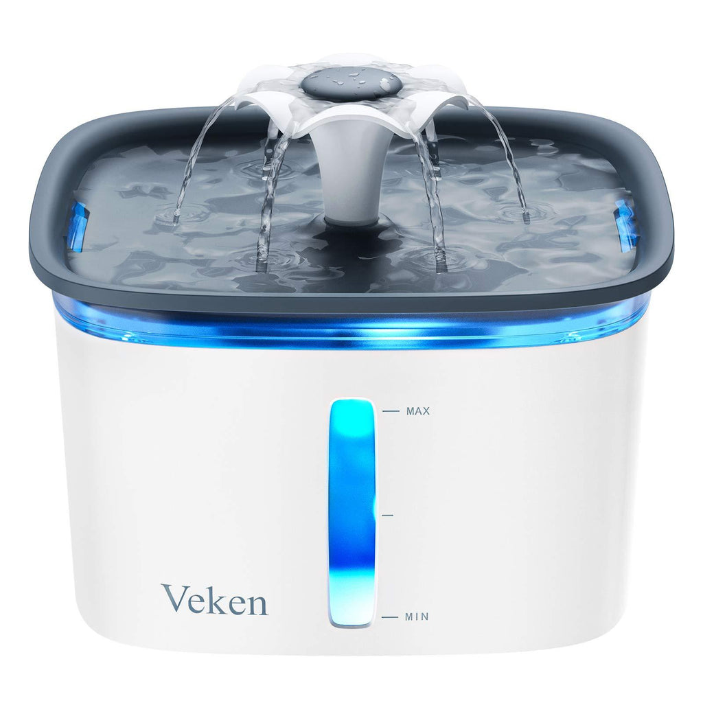 Veken 95oz/2.8L Pet Fountain, Automatic Cat Water Fountain Dog Water Dispenser with Smart Pump, 2 Replacement Filters for Cats, Dogs, Multiple Pets Dark Grey - PawsPlanet Australia