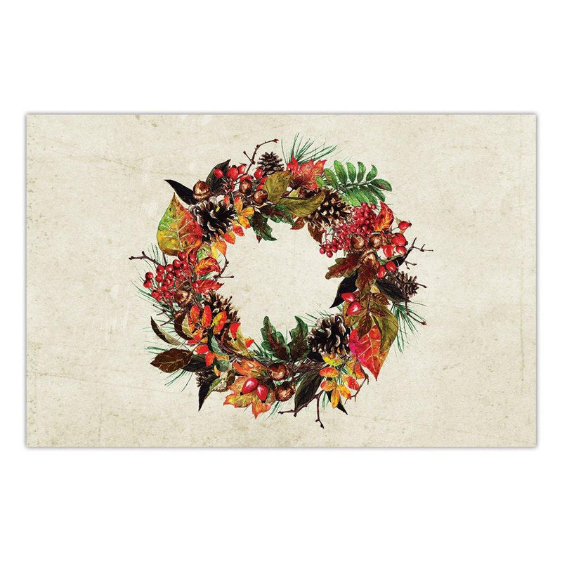 DB Party Studio Thanksgiving Dinner Paper Placemats Pack of 25 Classic Autumn Wreath Design Welcome to Fall Season Family Parties Dining Table Settings Disposable Quick Cleanup 17" x 11" Place Mats - PawsPlanet Australia