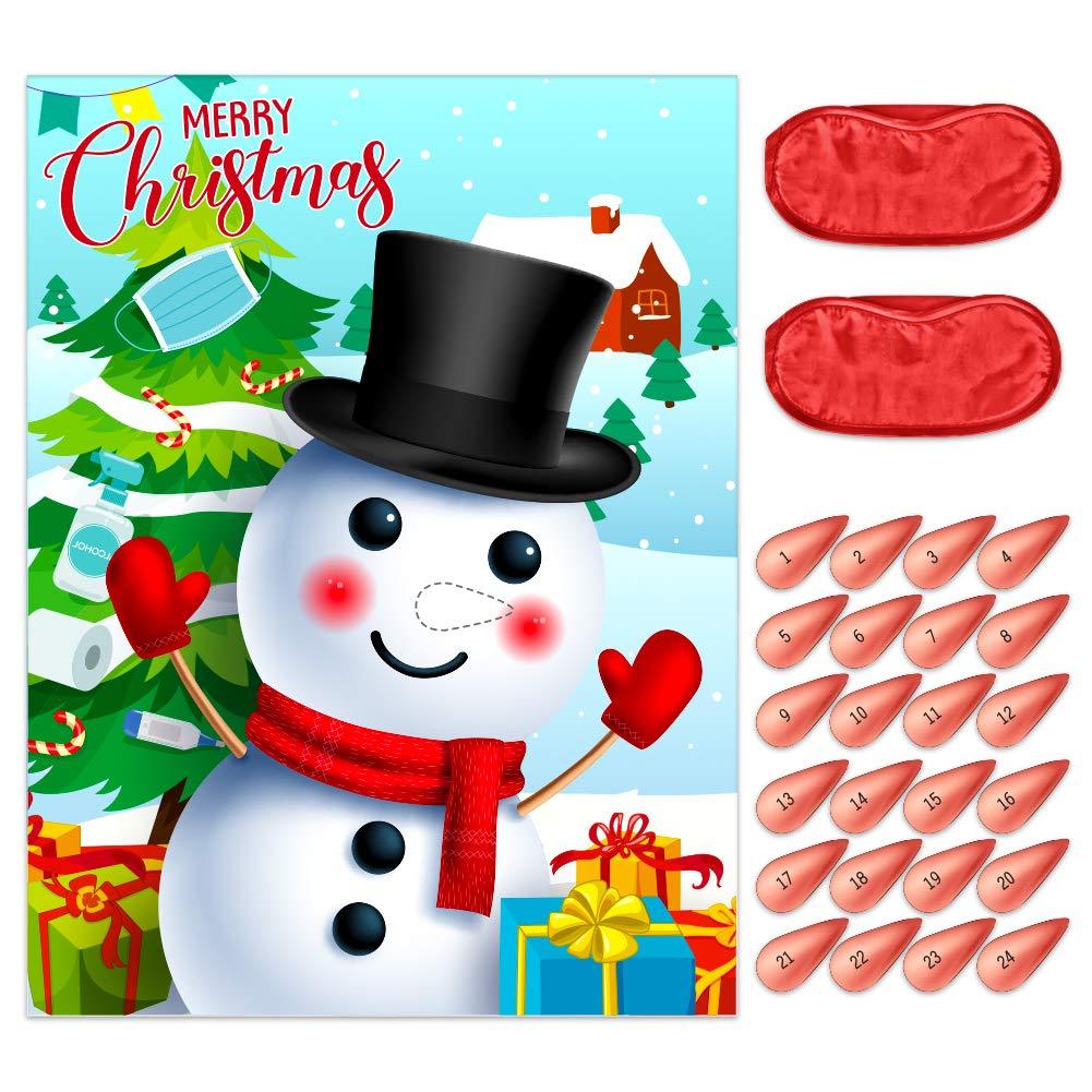 Hohomark Christmas Party Games for Kids,Pin The Nose on The Snowman Games for Kids Christmas Party Decoration Supplies Christmas Game for School Classroom Family Activities - PawsPlanet Australia