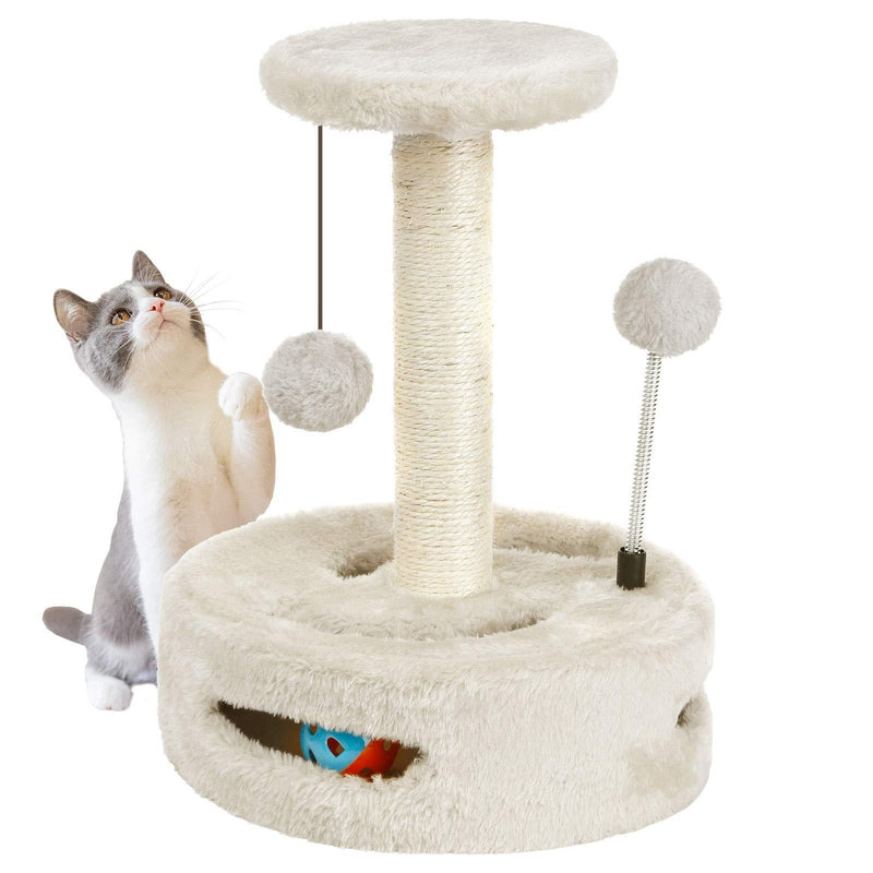 PGFUN 2 in 1 Cat Scratching Post Natural Sisal Cat Claw Scratcher with Interactive Ball Toy for Small Cats and Kittens… Beige - PawsPlanet Australia