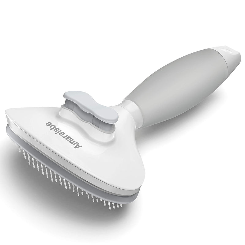 Amareisbe Self Cleaning Slicker Brush, Dog & Cat Brush with Massage Particles, Grooming Shedding Tool for Short and Long Hair - Gently Removes Loose Undercoat, Mats and Tangled Hair - PawsPlanet Australia