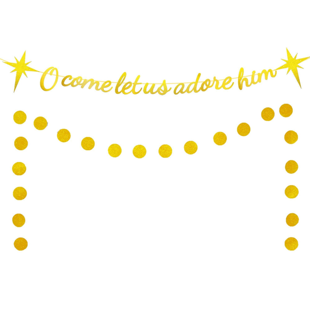 O Come Let Us Adore Him Banner, Traditional Nativity Scenes Banner for Christmas Indoor, Christmas Holiday Xmas Party Decorations, Farmhouse Home Office Party Fireplace Mantle Home Decorations - PawsPlanet Australia