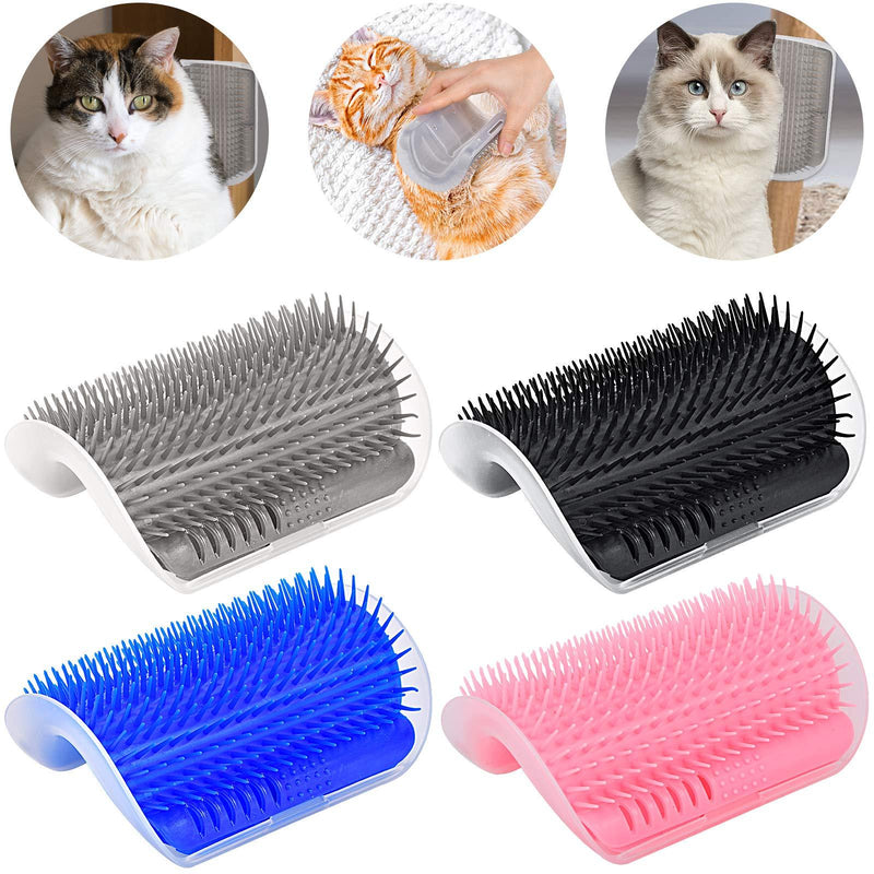 Cat Self Groomer 4 PACK Upgraded, All-In-One Self-Cleaning Brush Tool Wall Corner Scratcher Trimmer, Pet Grooming Massage Comb Softer Toy Brushes for Dogs Cats Short Long Hair Fur Kitten Puppy Catnip - PawsPlanet Australia