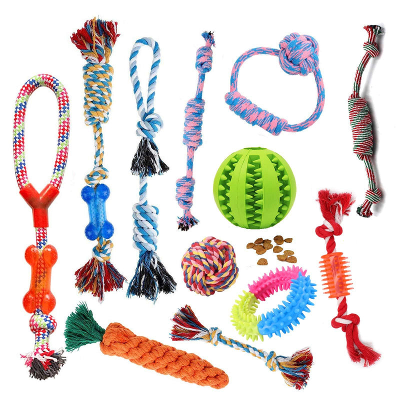 SZSMART Dog Rope Toy for Puppy Teething, Indestructible Dog Toys for Aggressive Chewers, 12pcs Puppy Interactive Braided Rope Toys Set, Puppies Chew Toys for Boredom Chew Teething Tug of War - PawsPlanet Australia