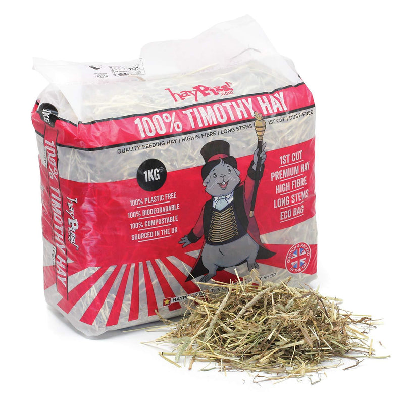 HAYPIGS 100% First Cut Timothy Hay Guinea Pig Food Premium 1kg Hay Bale in Eco Bag - Hay for Rabbits and Hay for Guinea Pigs - Feeding Hay for Chinchilla Food and Degu Food - PawsPlanet Australia