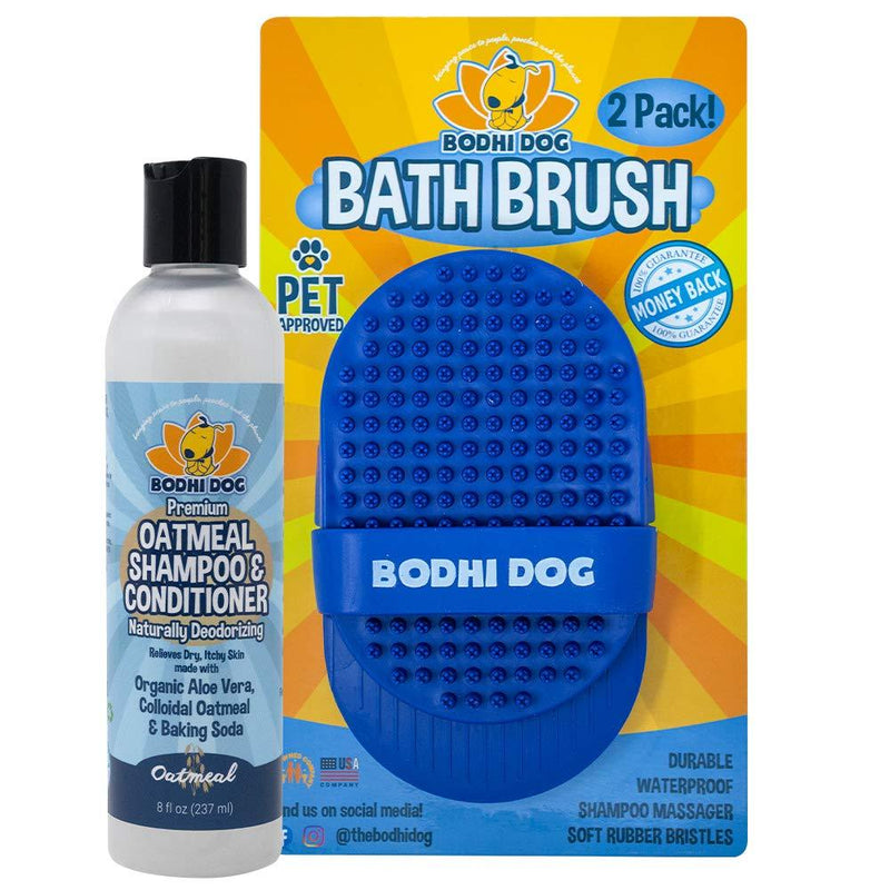 Bodhi Dog Oatmeal Shampoo 8oz + Grooming Shampoo Brush Two Pack Bundle - PawsPlanet Australia