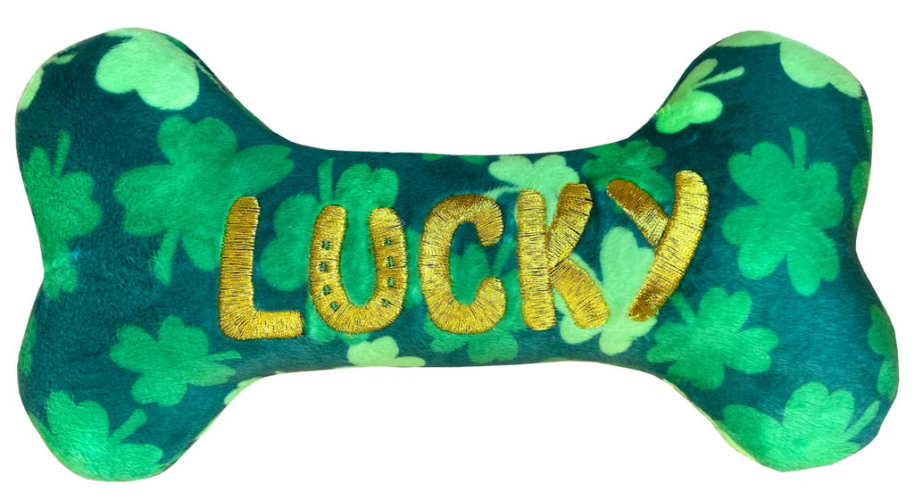 Lulubelles Power Plush | Lucky Charm Bone | St. Patrick's Day Dog Toy with Squeaker | Funny Dog Gift | Fun, Durable, and Safe | Huxley & Kent Squeaky Dog Toys Small - PawsPlanet Australia