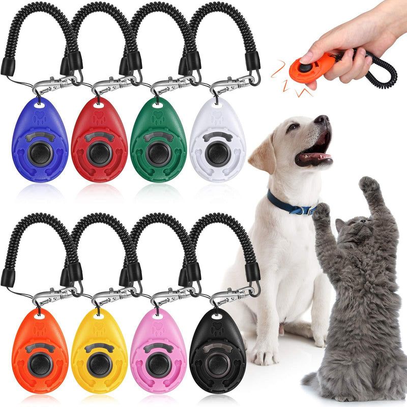 Sumind 8 Pieces Dog Training Clickers with Wrist Lanyard Pet Training Clicker with Big Button for Pet Behavioral Training Dogs Cats Birds Horses - PawsPlanet Australia