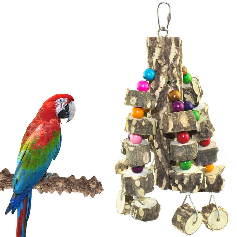 VUAOHIY Large Parrot Chewing Toys Natural Wood Big Bird Toys Parakeet Cage Hammock Hanging Toy for African Greys, Parrots, Cockatoos, Macaws Small Medium and Large Birds - PawsPlanet Australia