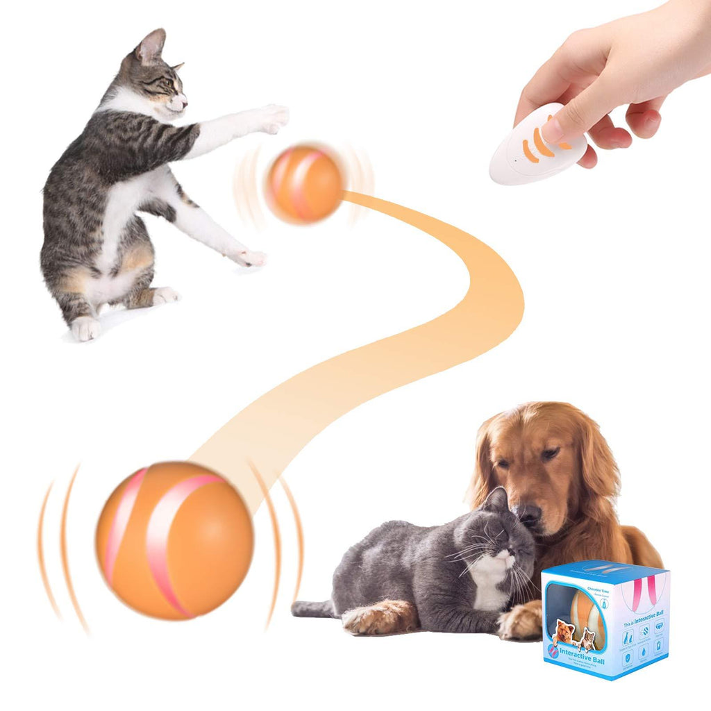 Interactive Dog/Cat Toy Ball, Smart Rechargeable Automatic Moving/Rolling & Rotating Dogs/Cats Toys, LED Light Up Wicked Ball, Remote Control Pet Balls for Large&Small Dogs, Puppy and Cats Orange - PawsPlanet Australia